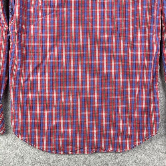 Jachs Western Shirt Mens S Red Blue Plaid Button Roll Tab Cowboy Rodeo Pockets - Picture 9 of 15